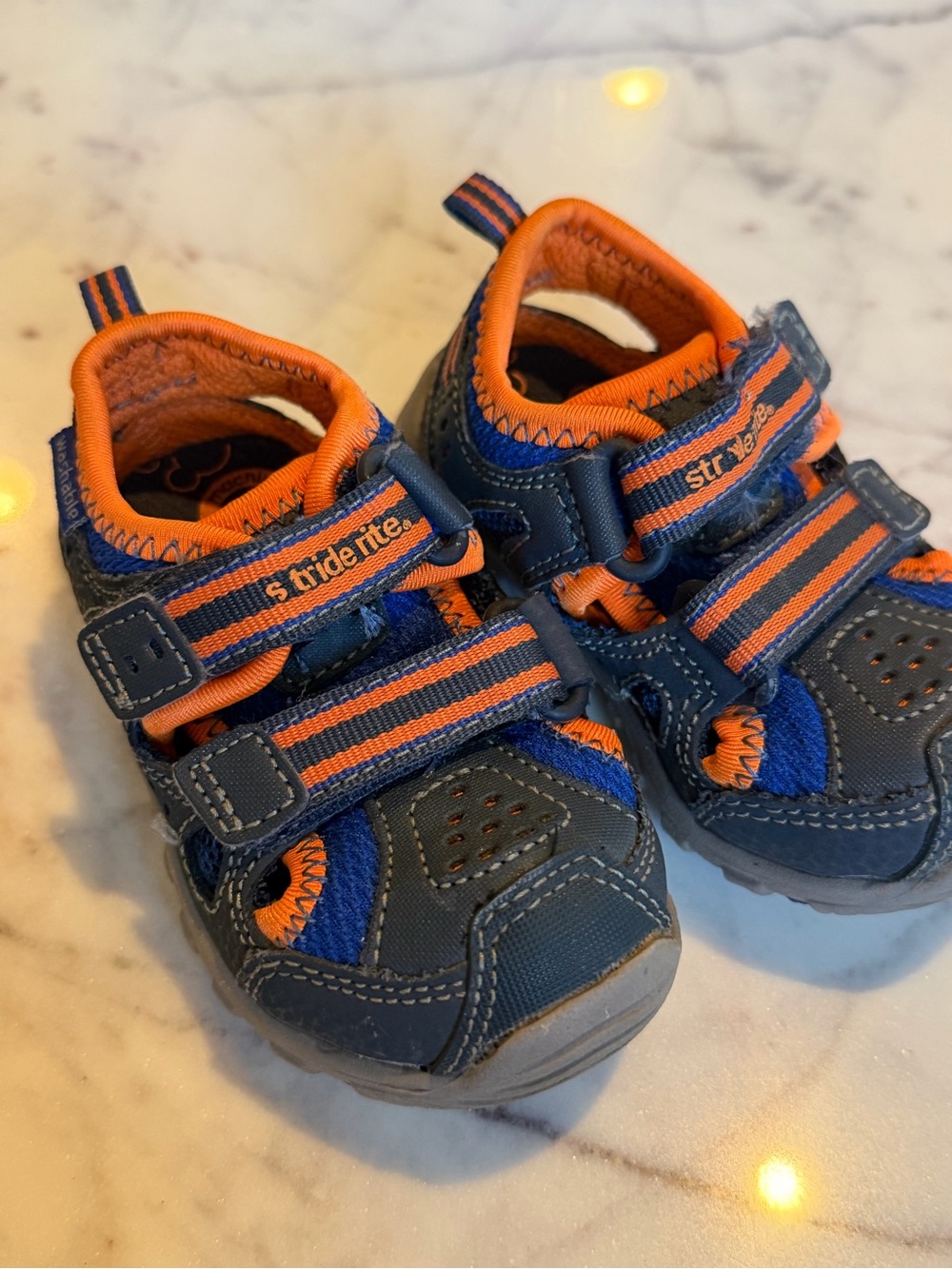Stride Rite Navy and Orange Kids' Active Sandals Toddler 5